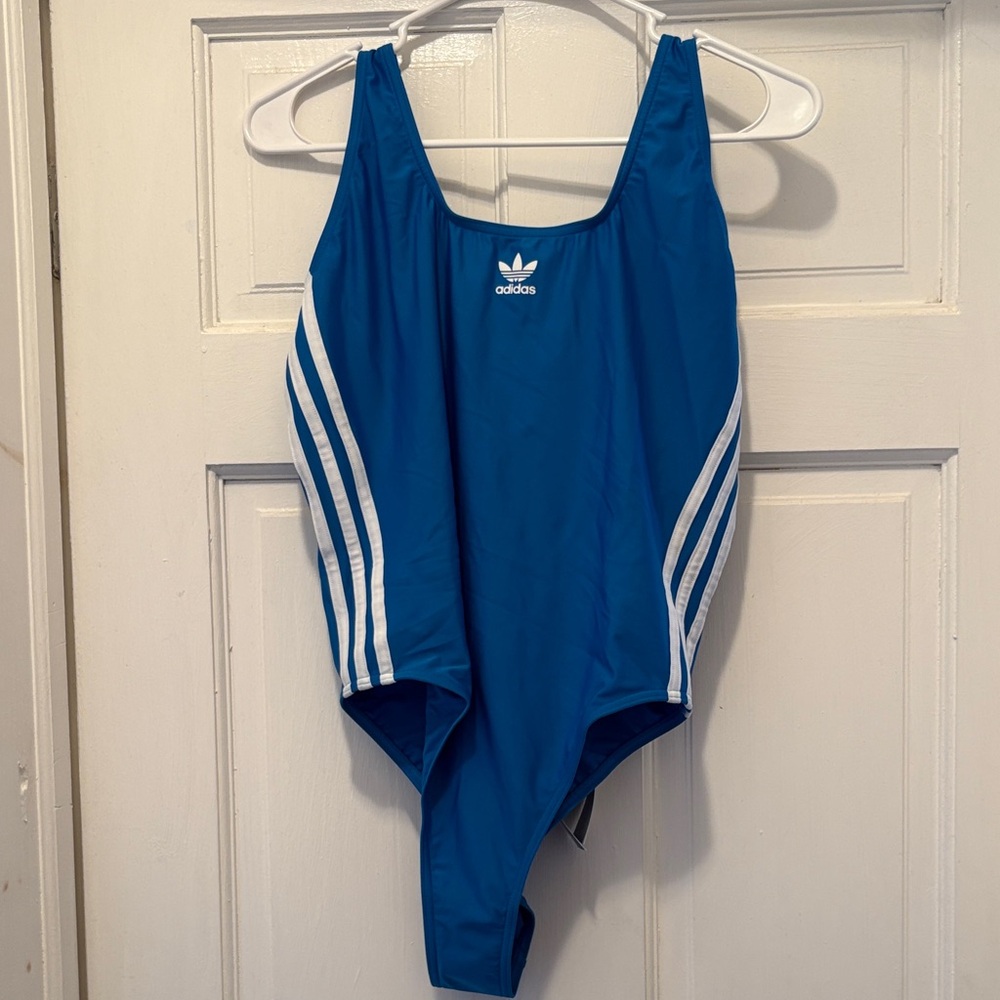 Adidas Royal Blue Swimsuit with White Stripes